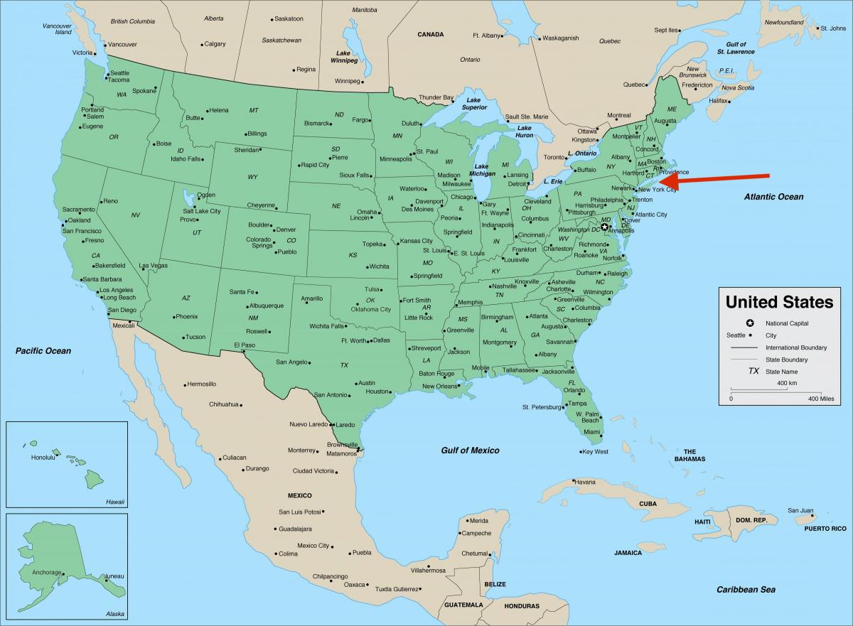 Long Island su New York - Mappa degli Stati Uniti