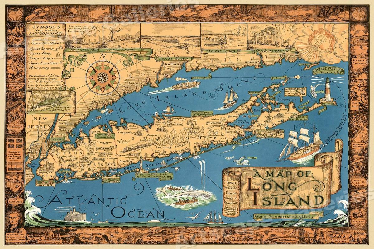 Mappa antica di Long Island