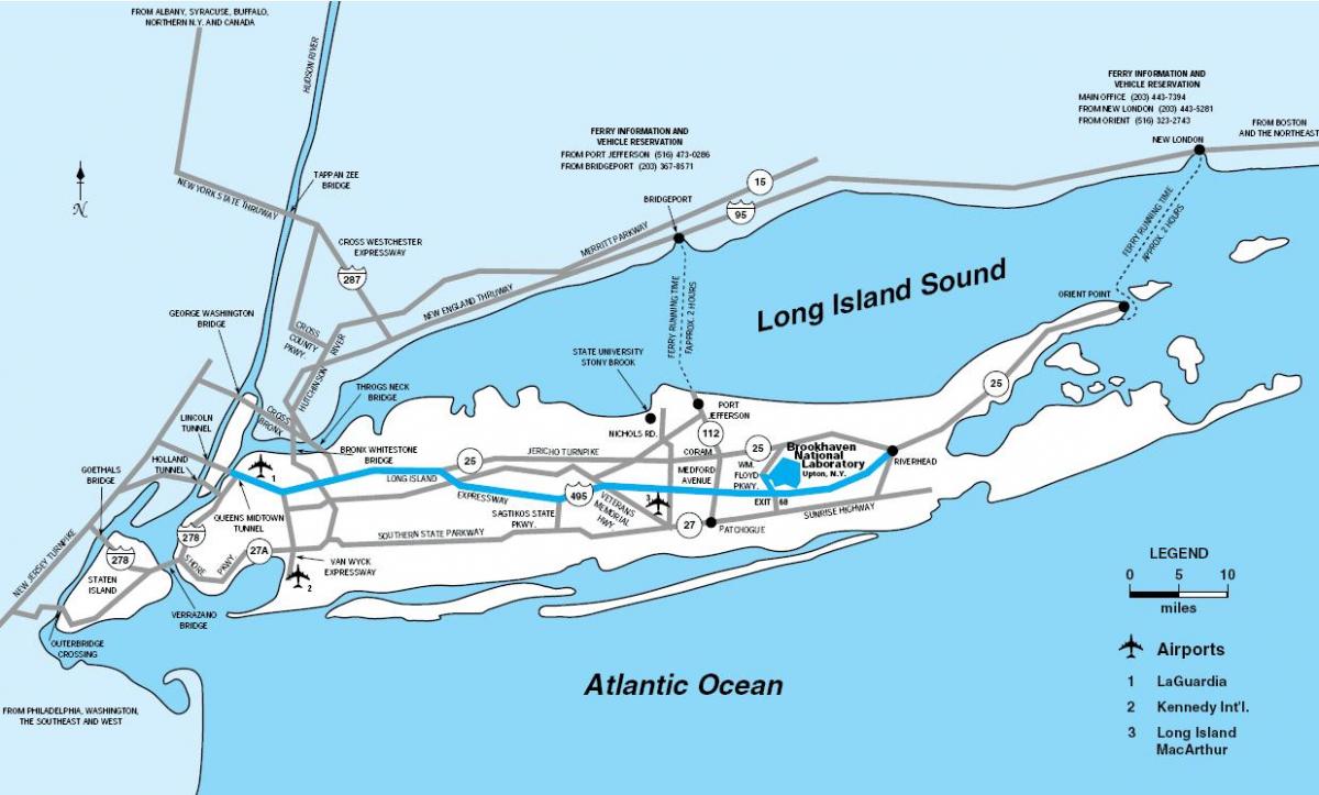 Mappa degli aeroporti di Long Island