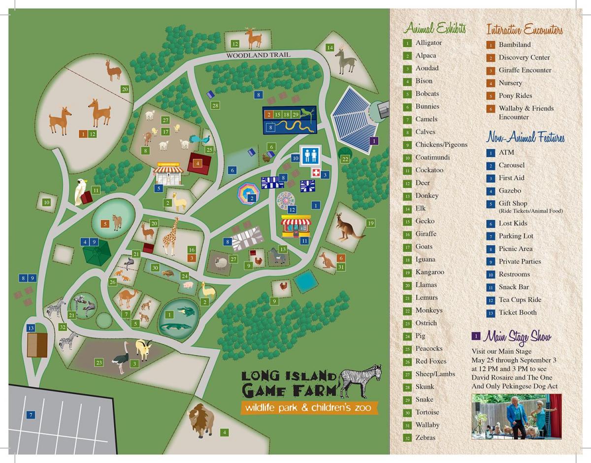 Mappa del parco dello zoo di Long Island