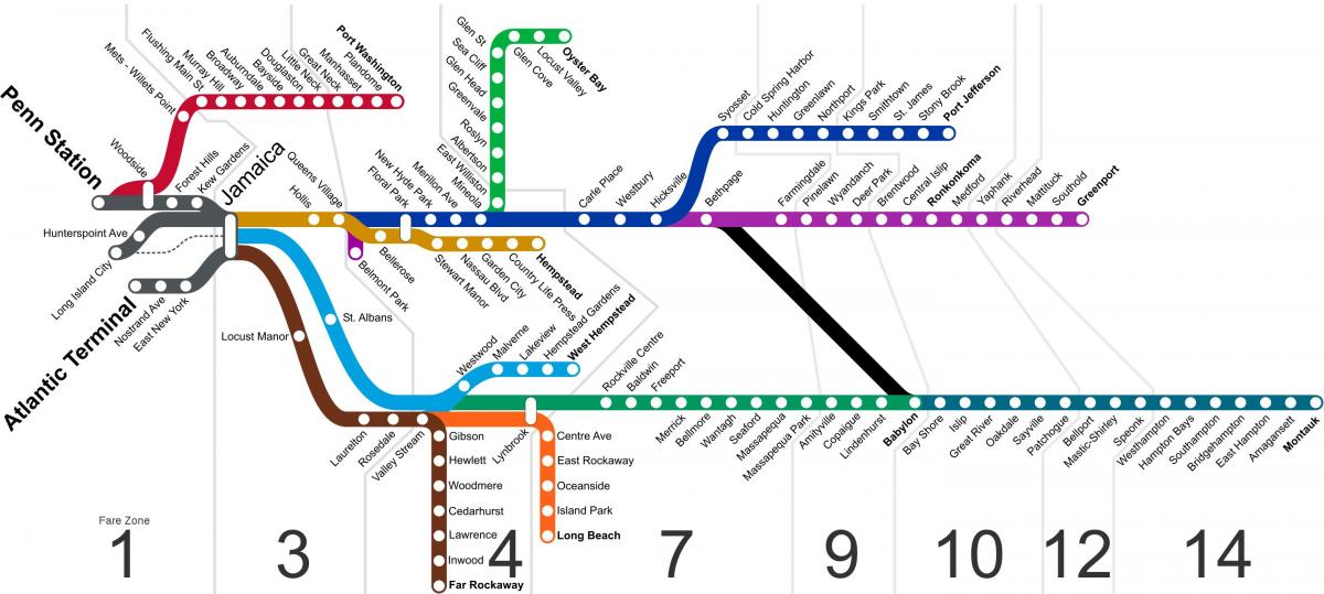 Mappa della stazione della metropolitana di Long Island