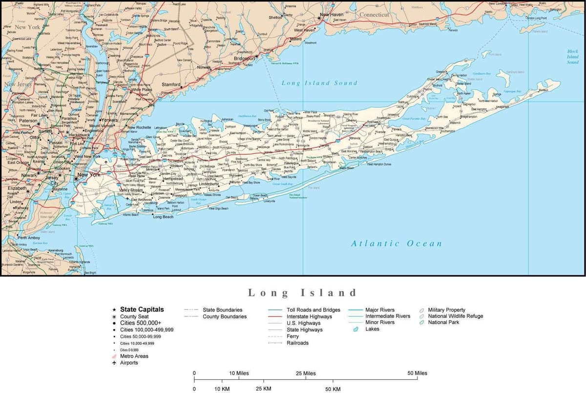 Mappa delle strade di Long Island