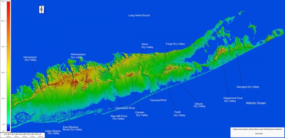 Mappa altimetrica di Long Island