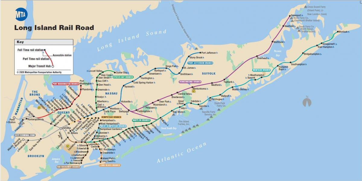 Mappa delle stazioni della metropolitana di Long Island